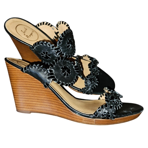 Jack Rogers Luccia Wedge Black Women's 10 - Picture 4 of 11